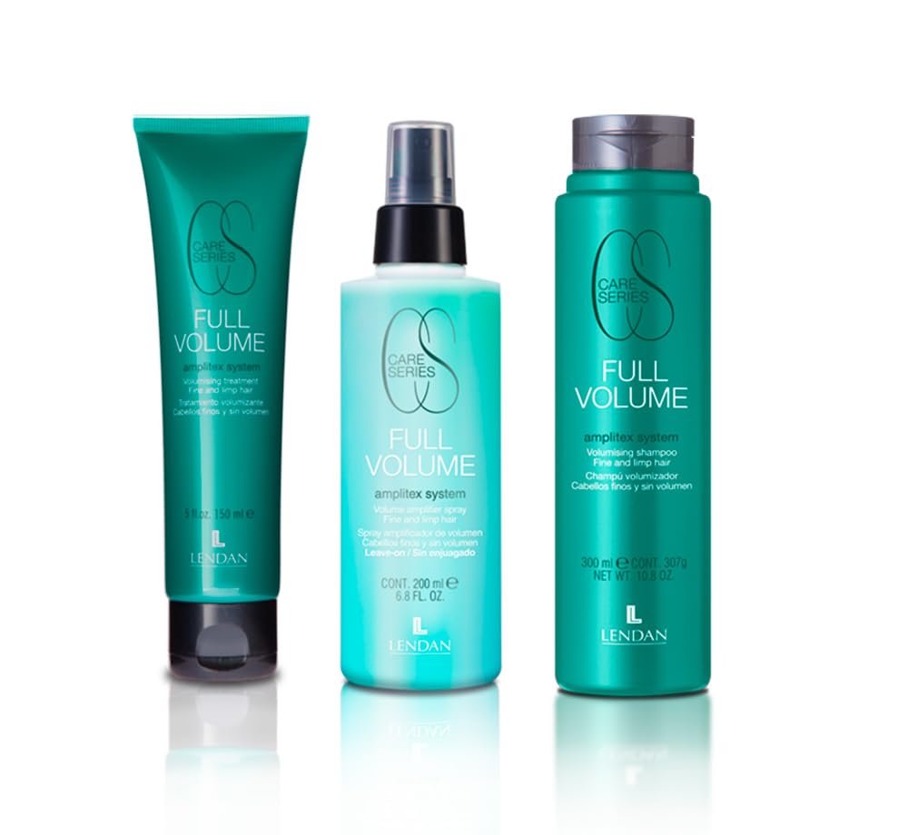 Lendan Full Volume Hair Care Kit for Fine Hair, Volumizing Shampoo 300ml, Treatment Cream 150ml, Volume Spray 200ml, Amplifex System, 3 Piece Set