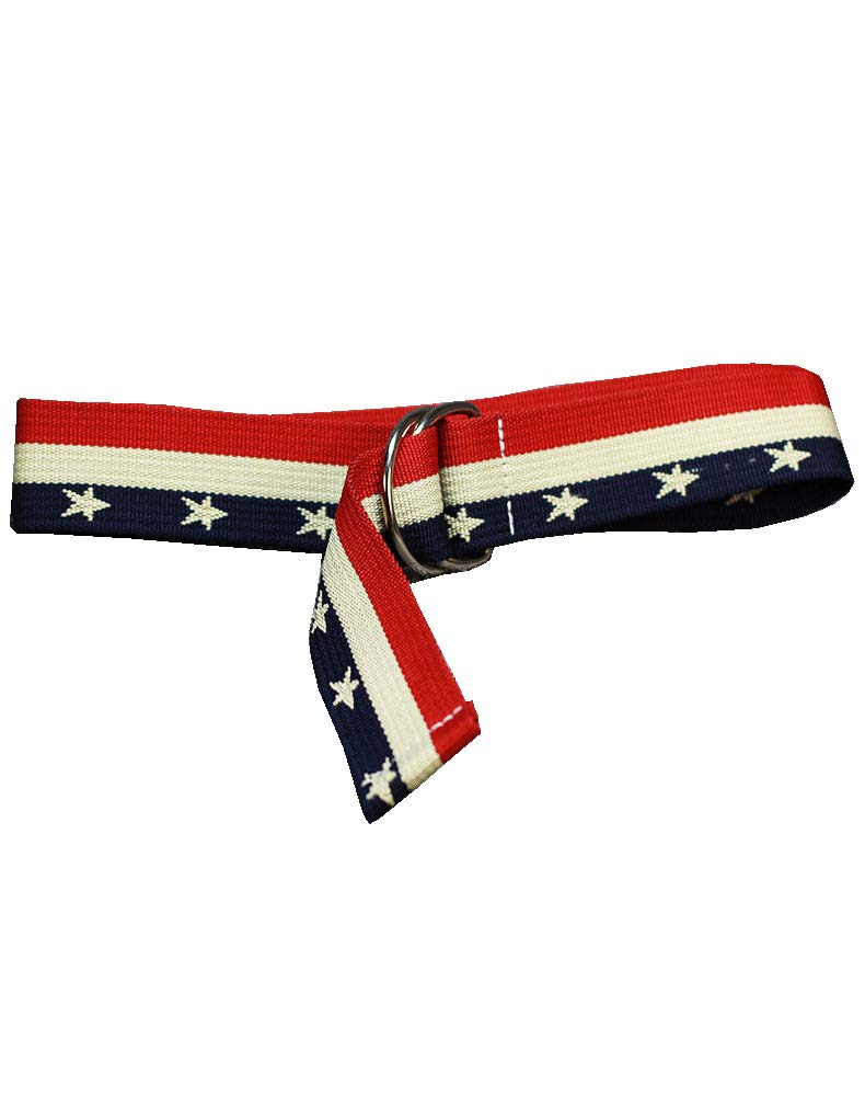 American Flag Print Belt USA Belts For Women D Ring Canvas Web Belts (American Flag)