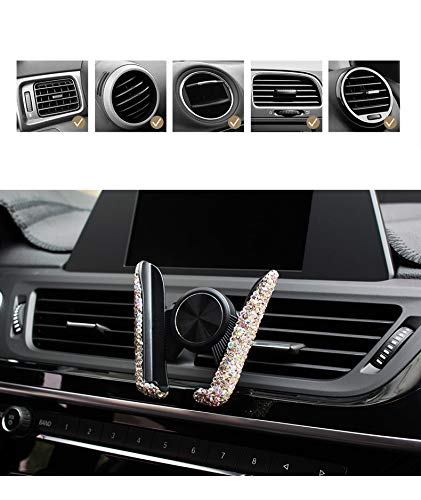 Best Bling Rhinestone Crystal Convenient Mini Car Dash Air Vent Automatic ADJUSTABLE Phone Holder (Silver)