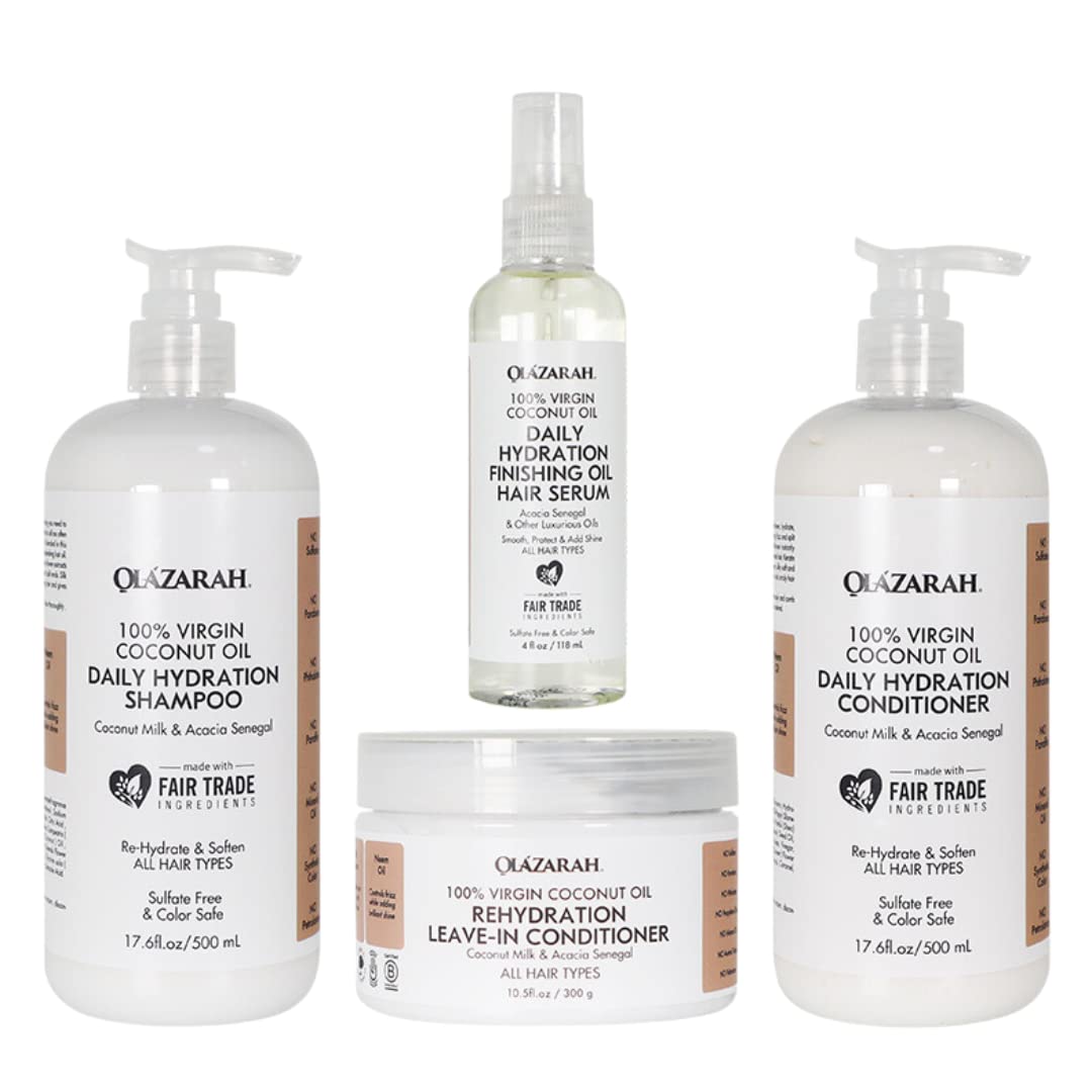 Coconut Revitalize and Nourish Hair Care Set - Coconut Milk/Oil Infused Ultimate Hydration Bundle (Shampoo, Conditioner, Leave-In Conditioner