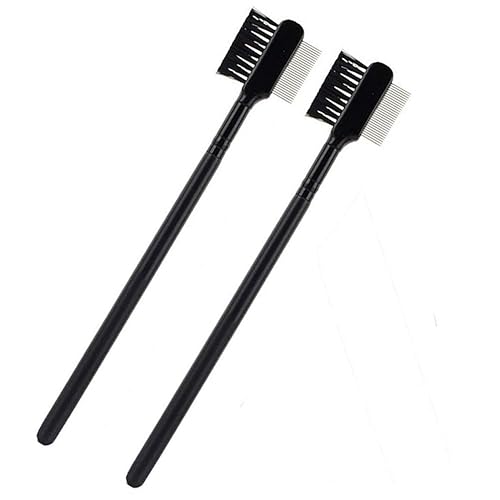 2Pcs Eyebrow Brush with Metal Teeth Eyelash Comb Separator Brow & Lash Shaper Makeup Grooming Tool for Eyelashes Extension and Eyebrow Shaper Supplies