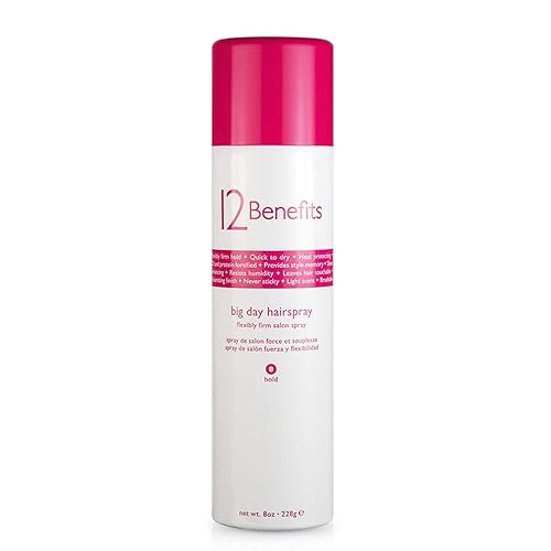 12 Benefits Big Day Hairspray - Long-lasting Hair Care Volume Spray w/Argan Oil, Vitamin B5, Silk Protein + Salon Product, Heat Protectant, Humidity