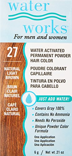 Water Works Water Activated Permanent Powder Hair Color for Men and Women, #27 Natural Light Brown