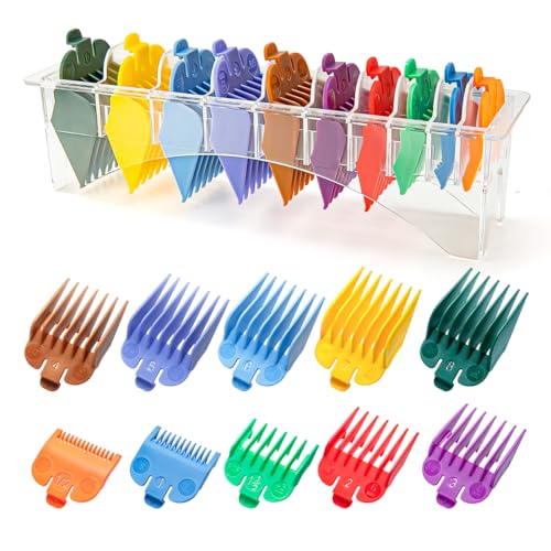 10 Professional Hair Clipper Guards Cutting Guides Compatible with Most Wahl Clippers (Not for All Models) with Organizer, Color Coded Clipper Combs Beauty and Personal Care LAVEST Default Title