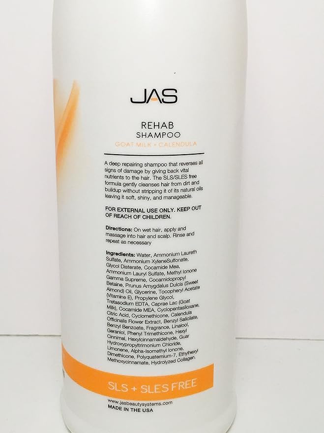 JAS Rehab Deep Repair Goat Milk + Calendula Shampoo 32 Oz and Conditioner 32 Oz "Free Starry Lipgloss 10 Ml"