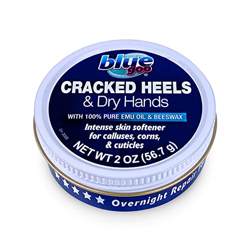 Blue Goo CRACKED HEELS & DRY HANDS Skin Softener for Dry Feet, Hands, Hydrating and Smoothing, Moisturizer, Dryness Relief, 2 Ounce, made with 100%