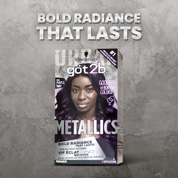 Got2b Metallics Permanent Hair Color, M64 Purple Night Charcoal