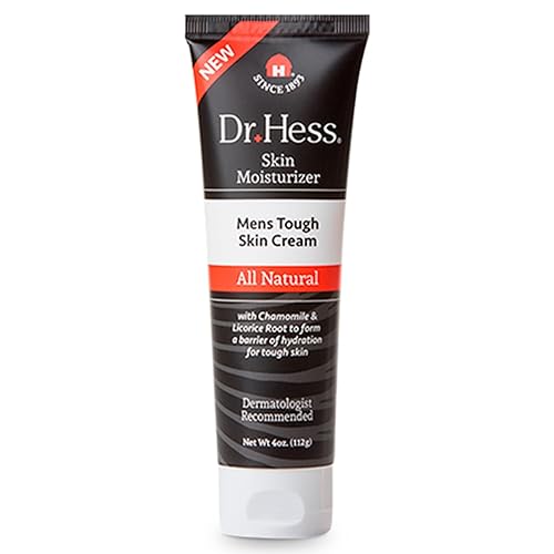 Dr Hess Men's Moisturizer, All Natural Tough Skin Cream with Lanolin, Beeswax, Licorice Root & Chamomile, Hand & Body Lotion to Care for Dry, Damaged
