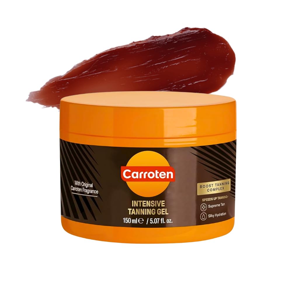 Carroten Intensive Tanning Gel | Browning Indoor/Outdoor Tan Accelerator | Non-Greasy, Water-Resistant with Carrot and Coconut Oil | Vitamin A & E