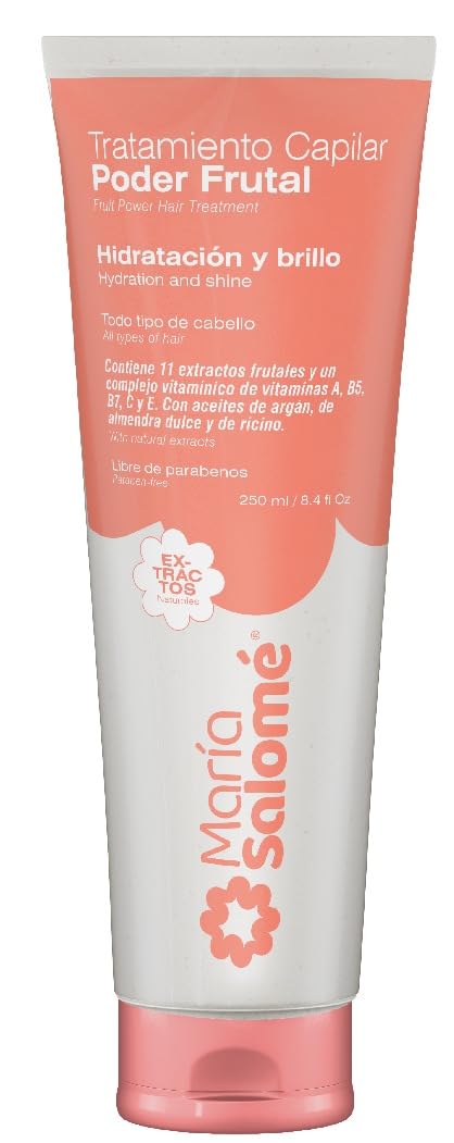 María Salomé Poder Frutal 3-Piece Hair Care Set, Shampoo 400ml, Treatment 250ml, Hair Perfume 120ml, Hydration and Shine, Sulfate Free