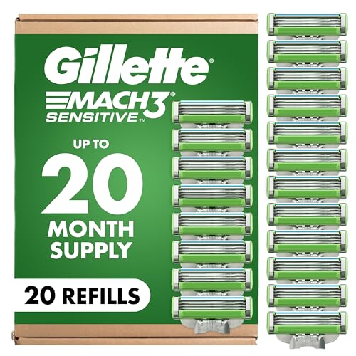 Gillette Mach3 Sensitive Mens Shaving Razor Blade Refills, 20 Count Beauty and Personal Care Gillette Default Title