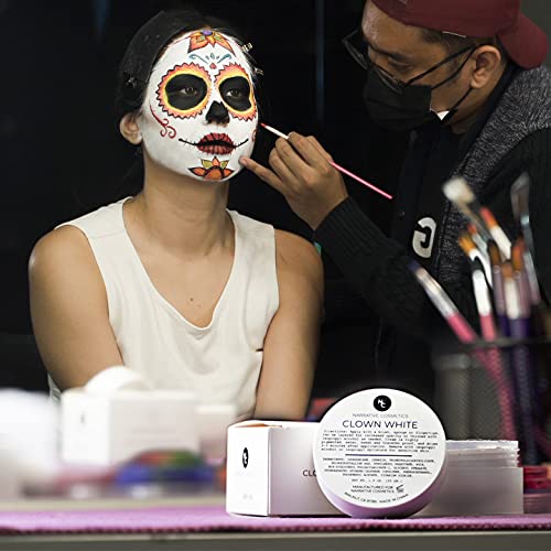 Narrative Cosmetics Clown White Cream Makeup, Quick Drying Professional Face Paint for the Stage, Film, Halloween, and Cosplay, 1.9 Oz.