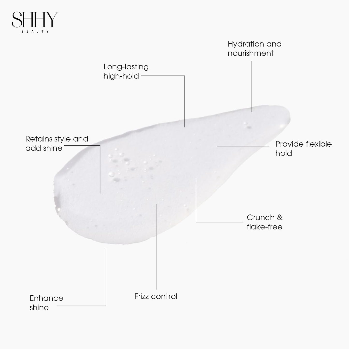 SHHY BEAUTY FLEX Styling Gel, Lightweight Vegan Hair Styling Gel with Flaxseed Oil, Banana Extract, and Hibiscus Flower Extract, Natural Hold, Frizz