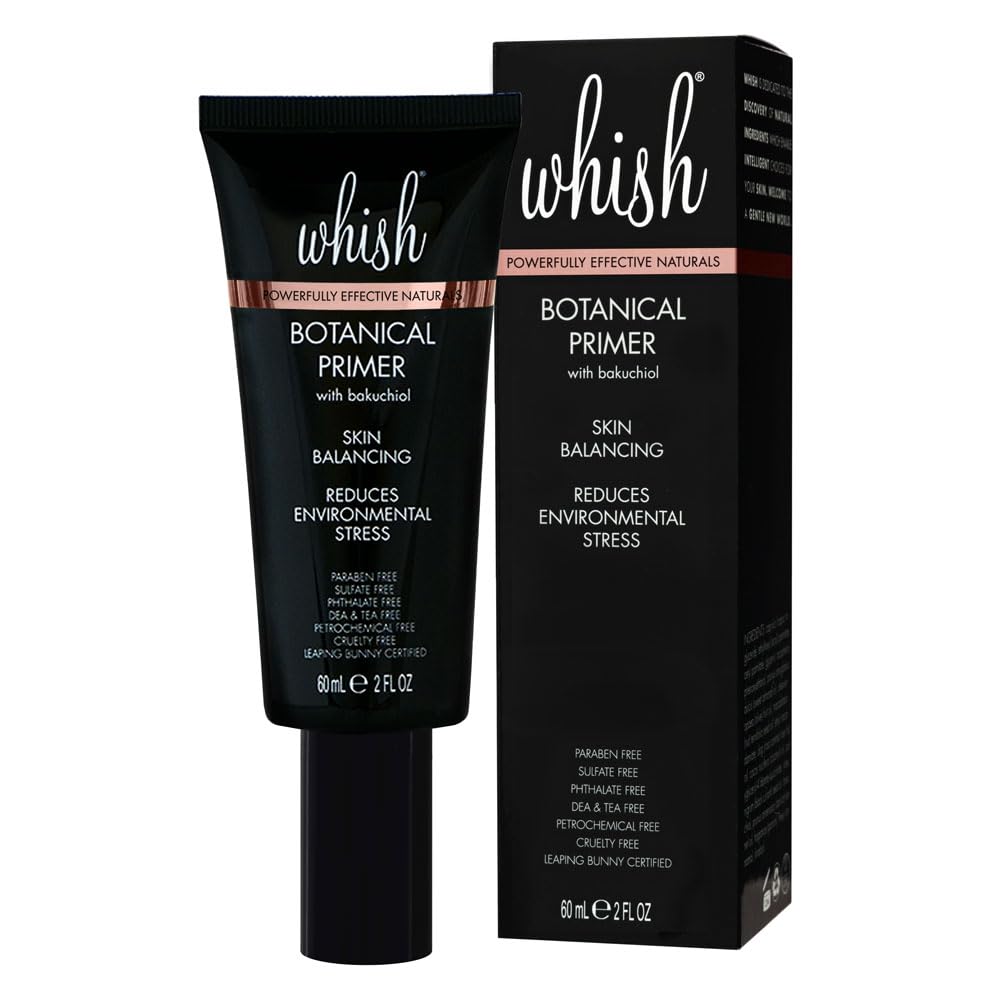 Whish Botanical Primer with Bakuchiol - Minimizes Pores, Wrinkles & Evens Skin Tone With Natural Retinol Alternative - Hydrating Makeup Primer For All