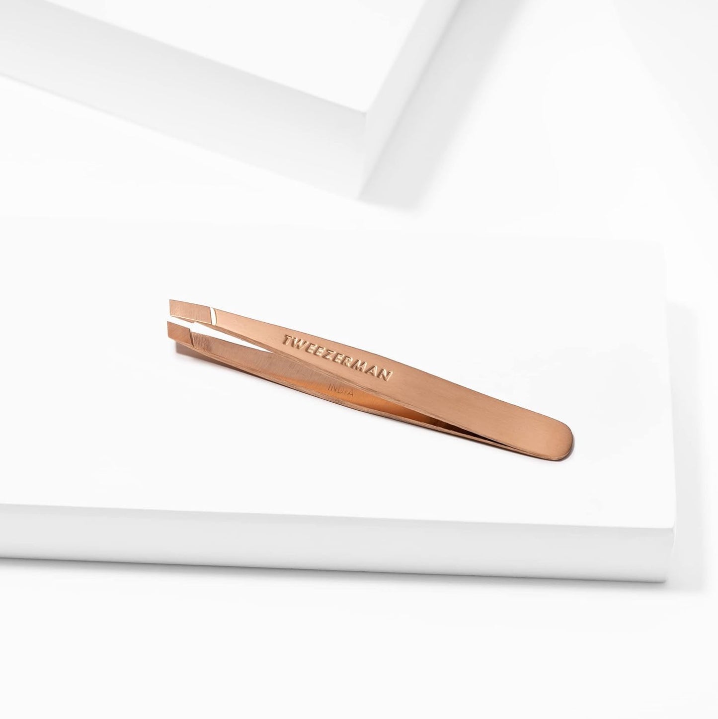 Tweezerman Rose Gold Mini Slant Tweezer - Tweezers for Eyebrows, Travel Tweezers for Eyebrows, Facial Hair