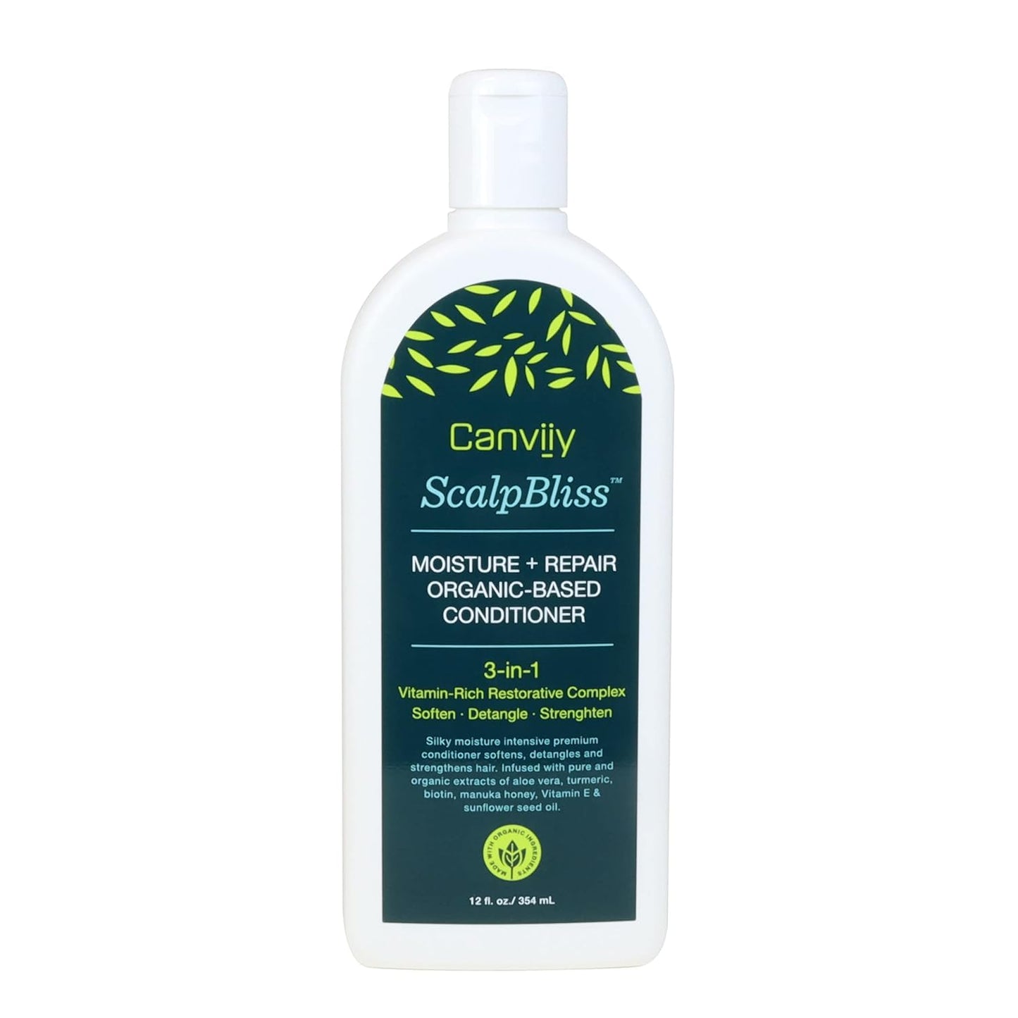 Canviiy ScalpBliss Moisture + Repair Organic-Based Conditioner, Designed with a Vitamin-Rich Restorative Complex to Reduce Breakage and Deliver Soft