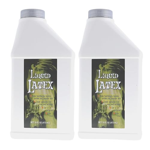 Liquid Latex for Special Effects (2 Pack Set) 16 Oz EACH! Skin-Safe, Dries Clear, Easy Application, for Halloween, Cosplay, Zombie SFX and Movie
