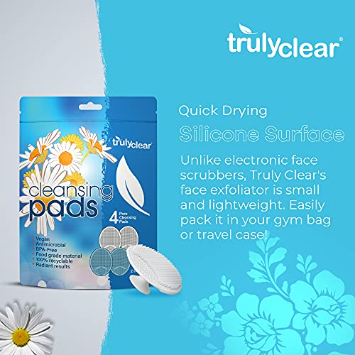 Truly Clear Exfoliate Pads - Foodgrade Silicone Facial Scrubber - Gentle Exfoliator for Sensitive Skin, Cleansing Brush - Soft Bristles, Removes