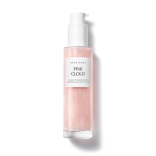 HERBIVORE Pink Cloud Creamy Jelly Cleanser | Hydrating Face Wash with Rosewater, Squalane + Tremella Mushroom, Gently Cleanses + Removes Makeup