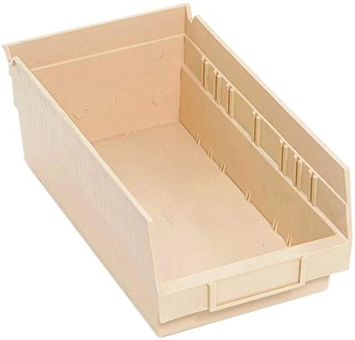 Quantum Storage Systems QSB102IV 30-Pack 4" Hanging Plastic Shelf Bin Storage Containers, 11-5/8" x 6-5/8" x 4" , Ivory