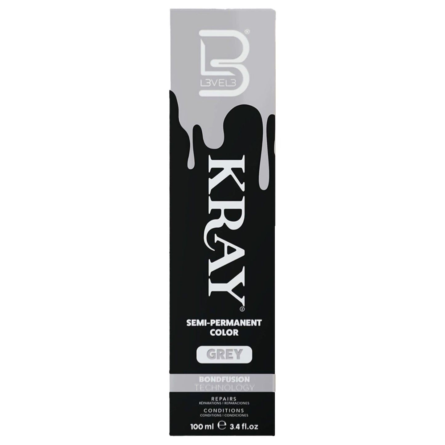 L3 - Level 3 Kray Semi Permanent Hair Color - Semi Permanent Hair Dye with Aloe Vera - Grey