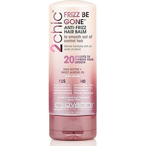 GIOVANNI 2chic Frizz Be Gone Anti-Frizz Hair Balm - Natural Hair Smoothing Formula with Shea Butter & Sweet Almond Oil, Macadamia, Color Safe, Vegan