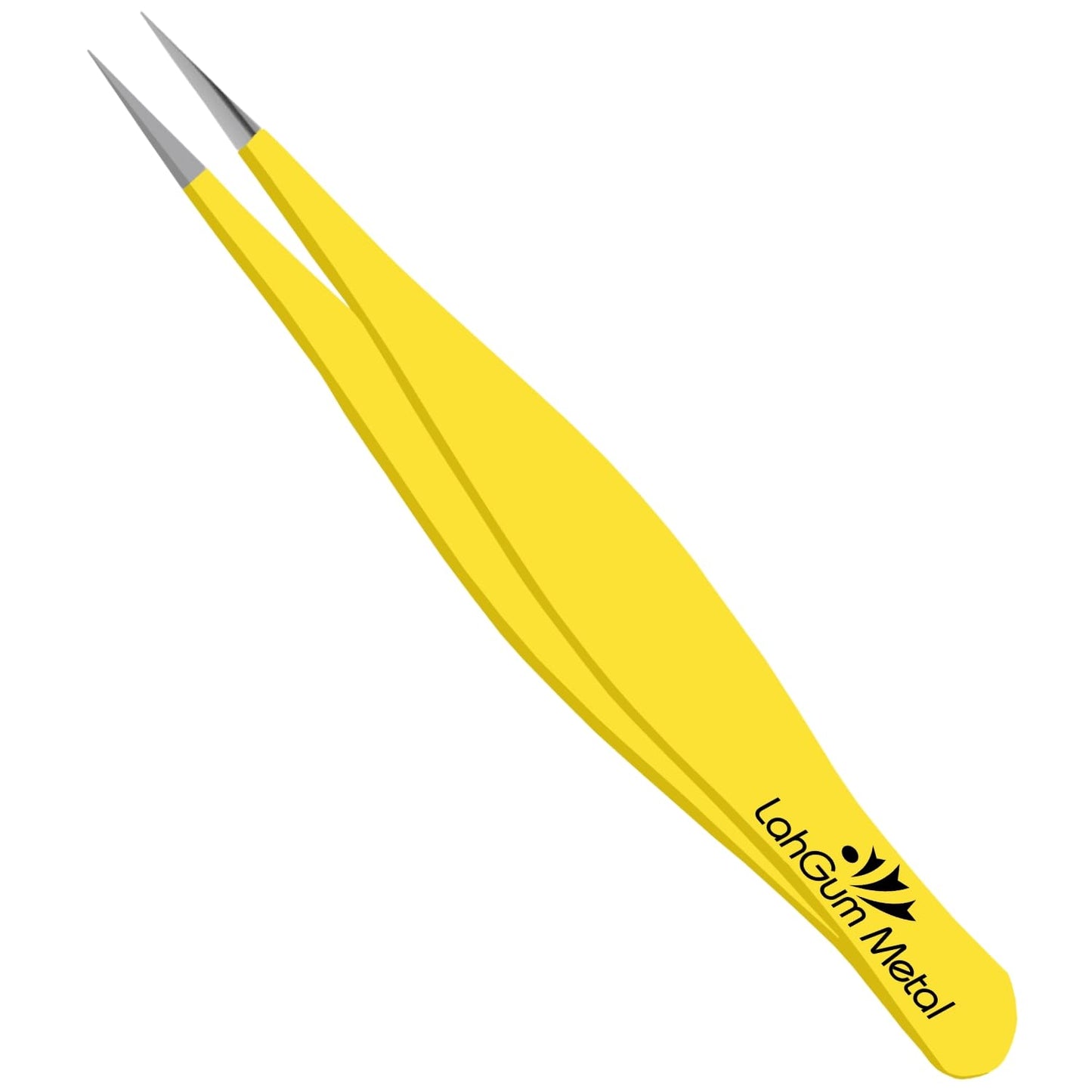 LahGum Metal Ultra Fine Sharp Pointed Tweezers Precision, Needle Nose Pointy Tweezers for Ingrown Hair Removal Kit, Yellow, 1-Piece Beauty and Personal Care LahGum Metal