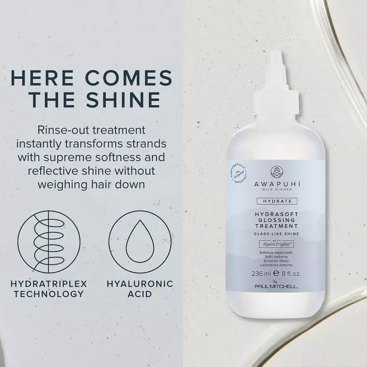 Awapuhi Wild Ginger by Paul Mitchell HydraSoft Glossing Treatment, For Glass-Like Shine, Ideal For All Hair Types, Especially Dry + Frizzy Hair, 8
