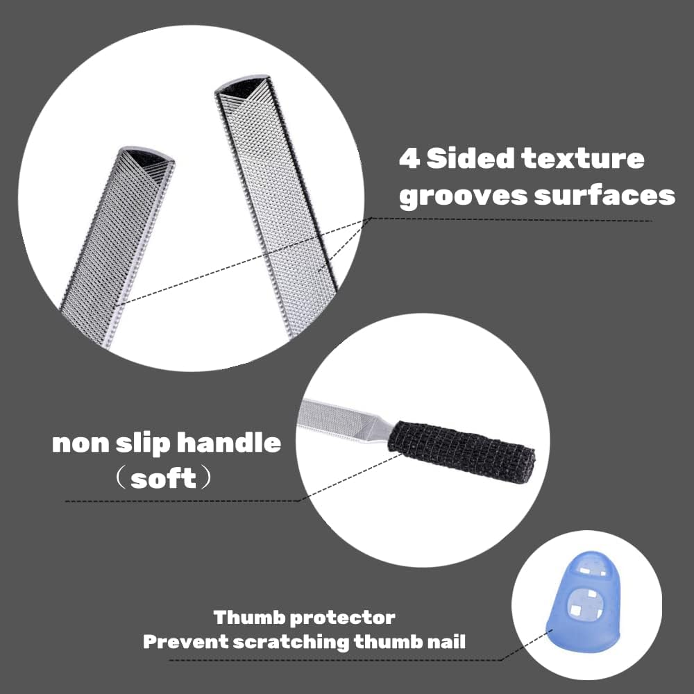 IDOU Toe Nail Files for Thick Nails,Stainless Steel 4 Sides 7 inch Length,Nail Files for Men Seniors & Dogs