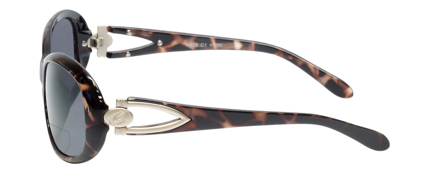Calabria 828 Oversized Polarized BiFocal Sunglasses +1.50 Tortoise Pewter Brown Women UV Protection Bi-Focal Sunglass Readers