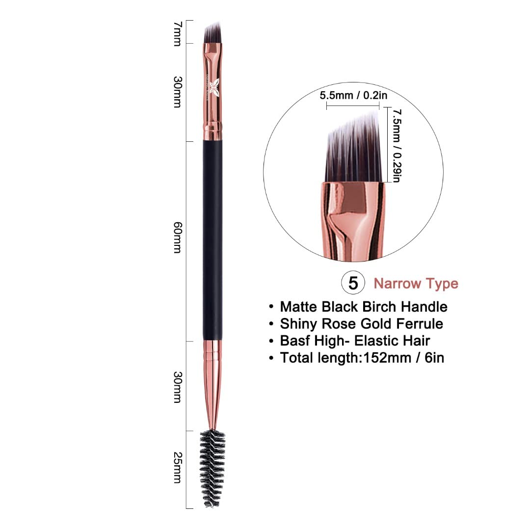 Dual-Ended Eyebrow & Lash Tint Brush - Angled Tip with Spoolie Comb for Henna by Existing Beauty