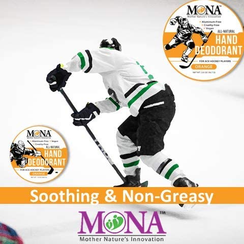 MONA BRANDS All Natural HAND DEODORANT for Ace Hockey Players - For athletes who wear gloves - Vegan, Non-GMO, Cruelty free - ORANGE Scent - 1oz Beauty and Personal Care MONA