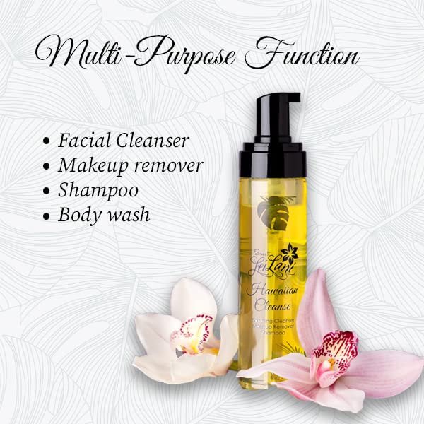 Sweet LeiLani Hawaiian Hydrating Foaming Facial Cleanser, Body Wash, Makeup Remover, Shampoo, Makeup Brush Cleaner | Multi Purpose Cleanser