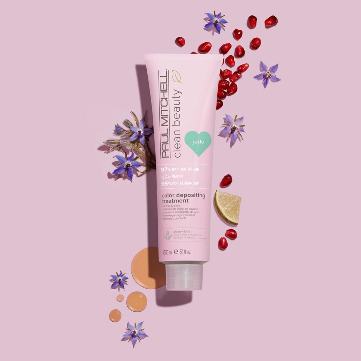 Paul Mitchell Clean Beauty Color-Depositing Treatment, For Refreshing + Protecting Color-Treated Hair 5.1 oz, Jade
