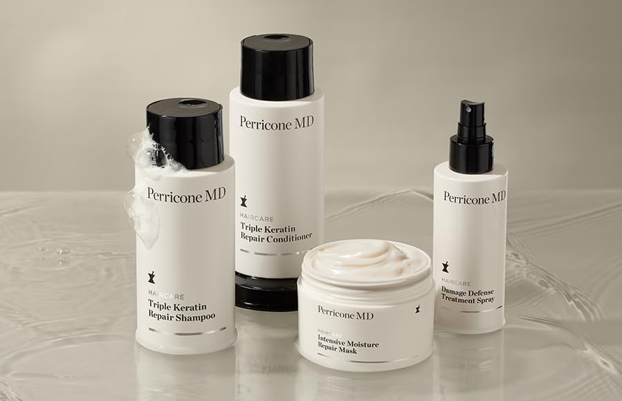 Perricone MD Haircare Triple Keratin Repair System, Liquid Shampoo & Conditioner Set, Hypoallergenic, for Dry Damaged Hair