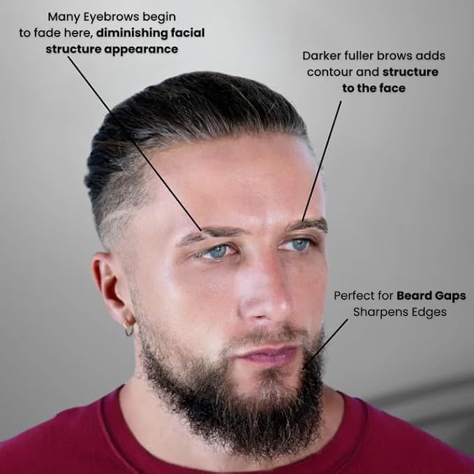 The Men Pen Complete Eyebrow Grooming Kit for Men | Scissors, Tweezers, Razors & 2 Eyebrow Filler Pens for Shaping | Trimming & Defining Brows | Brown