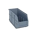 Quantum Storage K-SSB441GY-5 5-Pack Stackable Plastic Shelf Bin, 14" x 6" x 7", Gray