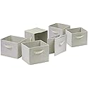 Winsome Fabric Capri Foldable Basket, Beige, 6/Pack (82611)