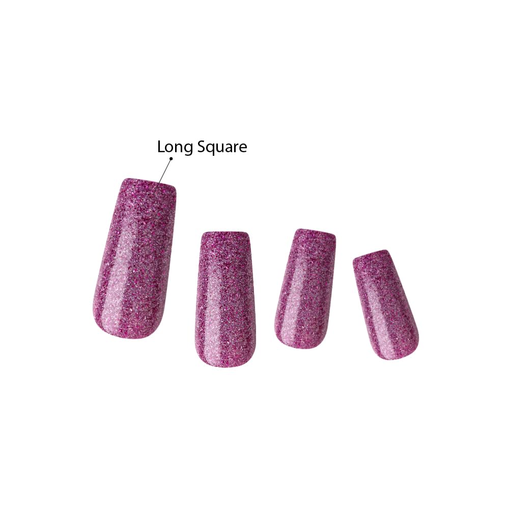 KISS False Nails Kit, Dreamdust Ready to Wear Gel Sculpted Nails, Stick and Glue Included, Long Length, Square Shape with Glitter Effect, Long-Lasting Beauty & Personal Care KISS
