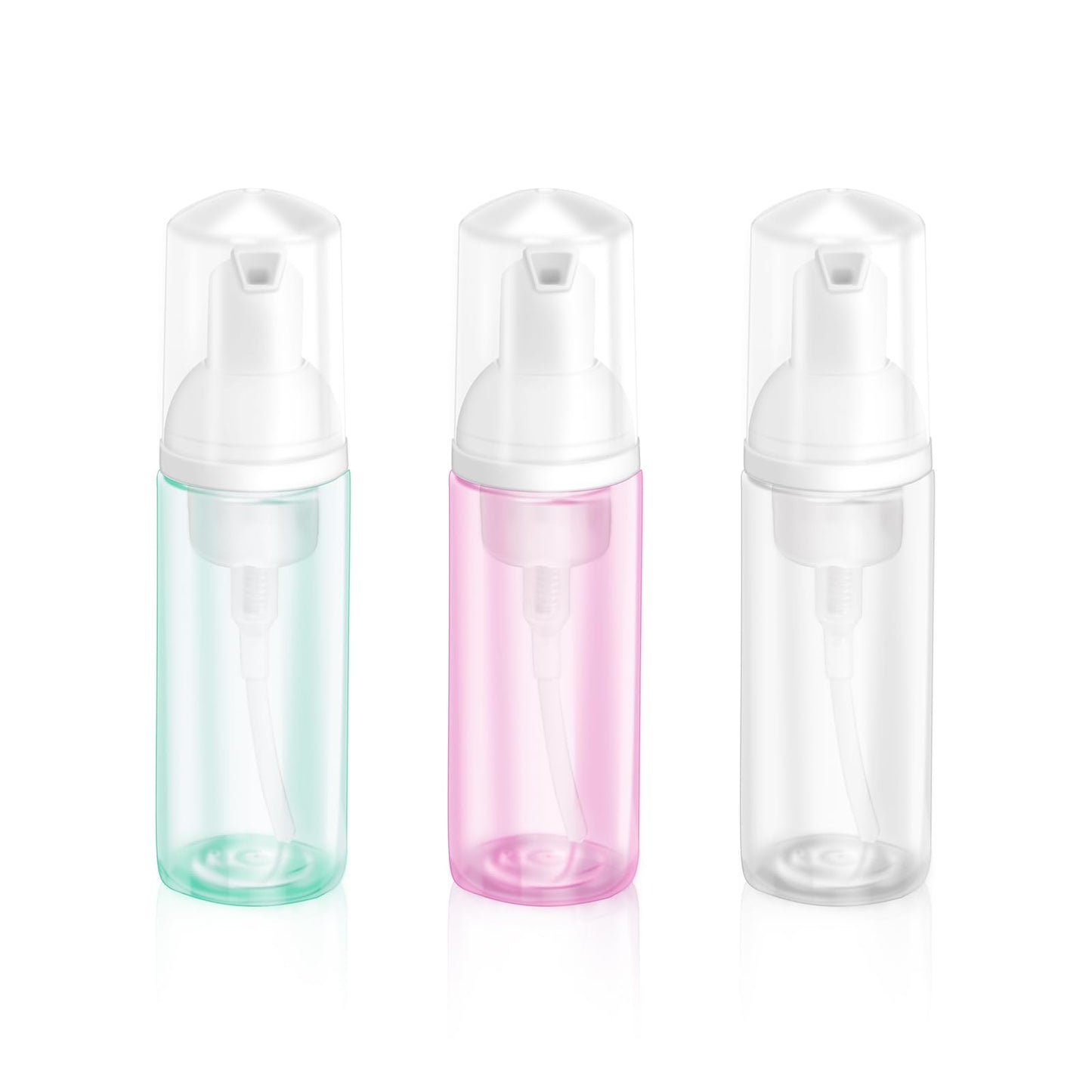 2oz Plastic Foam Pump Bottle, Empty Bottle Travel Foaming Dispenser for Hand Soap, Shampoo (3Pcs, 60ml) (Clear+Green+Pink) Beauty and Personal Care Zuihug Default Title
