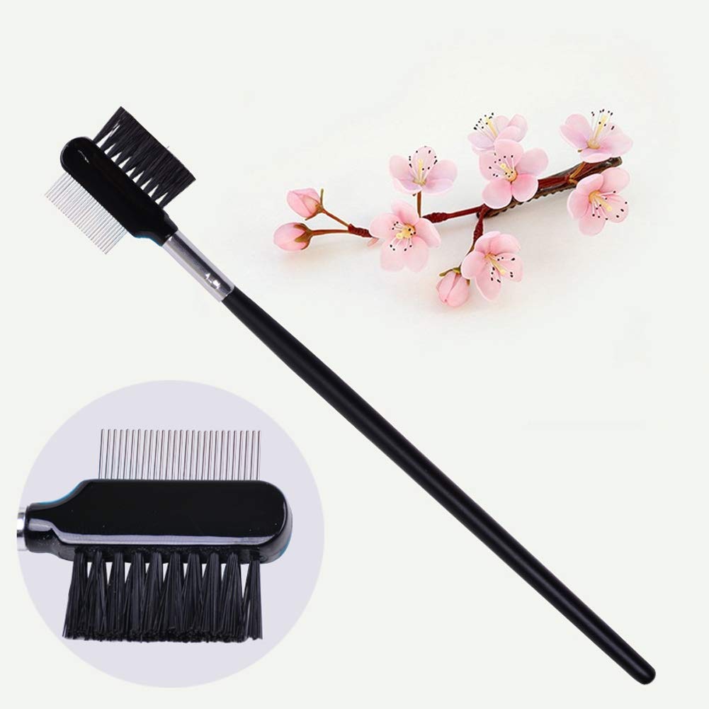 2Pcs Eyebrow Brush with Metal Teeth Eyelash Comb Separator Brow & Lash Shaper Makeup Grooming Tool for Eyelashes Extension and Eyebrow Shaper Supplies