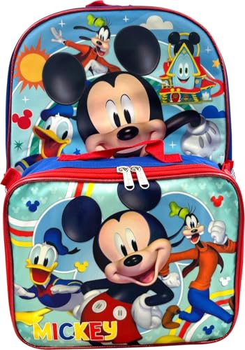 Disney Mickey Mouse 16" Backpack With Detachable Lunch Box (Mickey-Fun House)