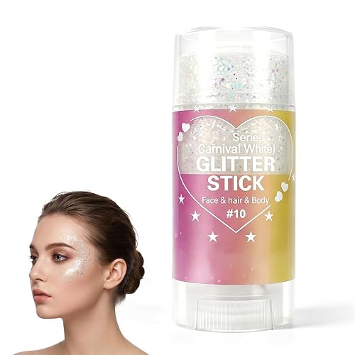 4th of July Glitter Stick, Patriotic Red White and Blue Face Hair Body Glitter Stick, 4th of July Outfits for Women Men, Sparkling Glitter Makeup