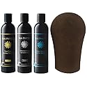 Tan Physics True Color Sunless Tanner, Exfoliator & Tan Extender 8oz with Tanning Mitt - Self-Tanning Lotion - Streak-Free, Natural Glow