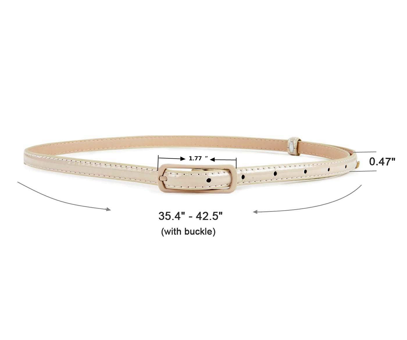 Selighting Womens Faux Leather Skinny Belts for Dresses - Khaki, One Size