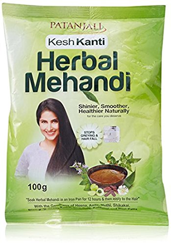 Patanjali Herbal Mehndi (Henna) Powder - 7.05 oz (Pack of 2, 100g Each) | 100% Natural Hair Color | No Chemical Additives