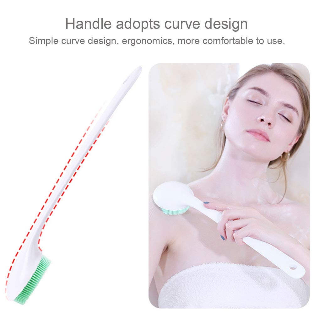 Silicone Body Scrubber Exfoliator, Back Brush Long Handle for Shower with Soft Bristles, Shower Brush Scrubber for Body Men and Women, BPA Free
