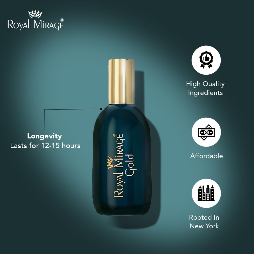Royal Mirage Gold Eau de Cologne - Premium Citrus & Amber Fragrance Spray - 120ml (4 oz) Long-Lasting EDC - Authentic Heritage Scent