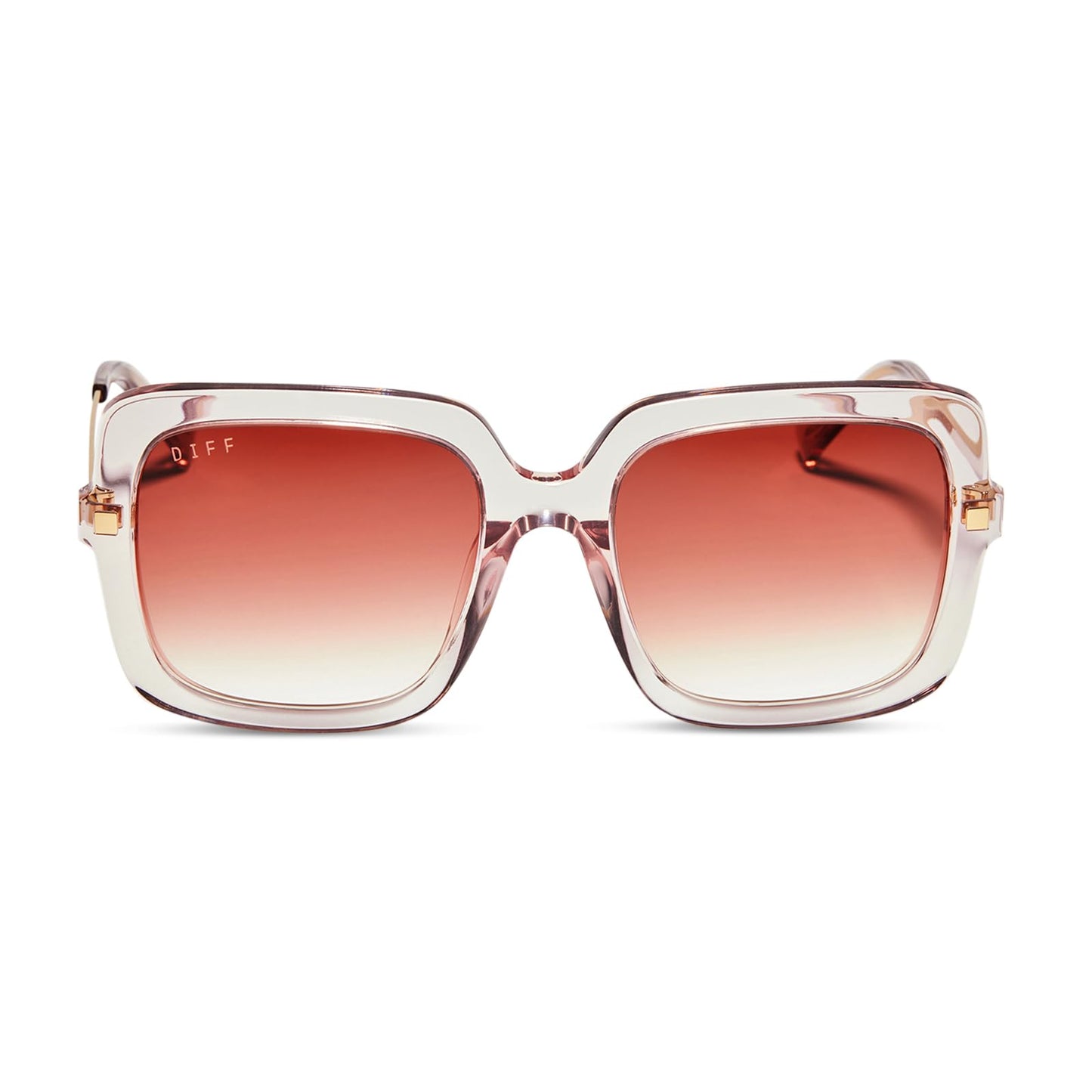 DIFF Sandra Oversized Square Sunglasses for Women | 100% UVA/UVB Protection | Light Pink Crystal + Dusk Gradient