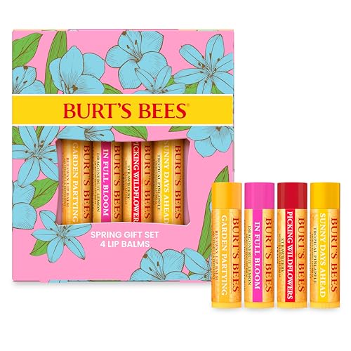 Burt's Bees Gifts Ideas - In Full Bloom Lip Balm Set, Original Beeswax, Dragonfruit Lemon, Tropical Pineapple & Strawberry, Natural Origin Lip